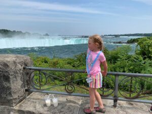 Little girl overlooking the falls at Niagara Falls Ontario