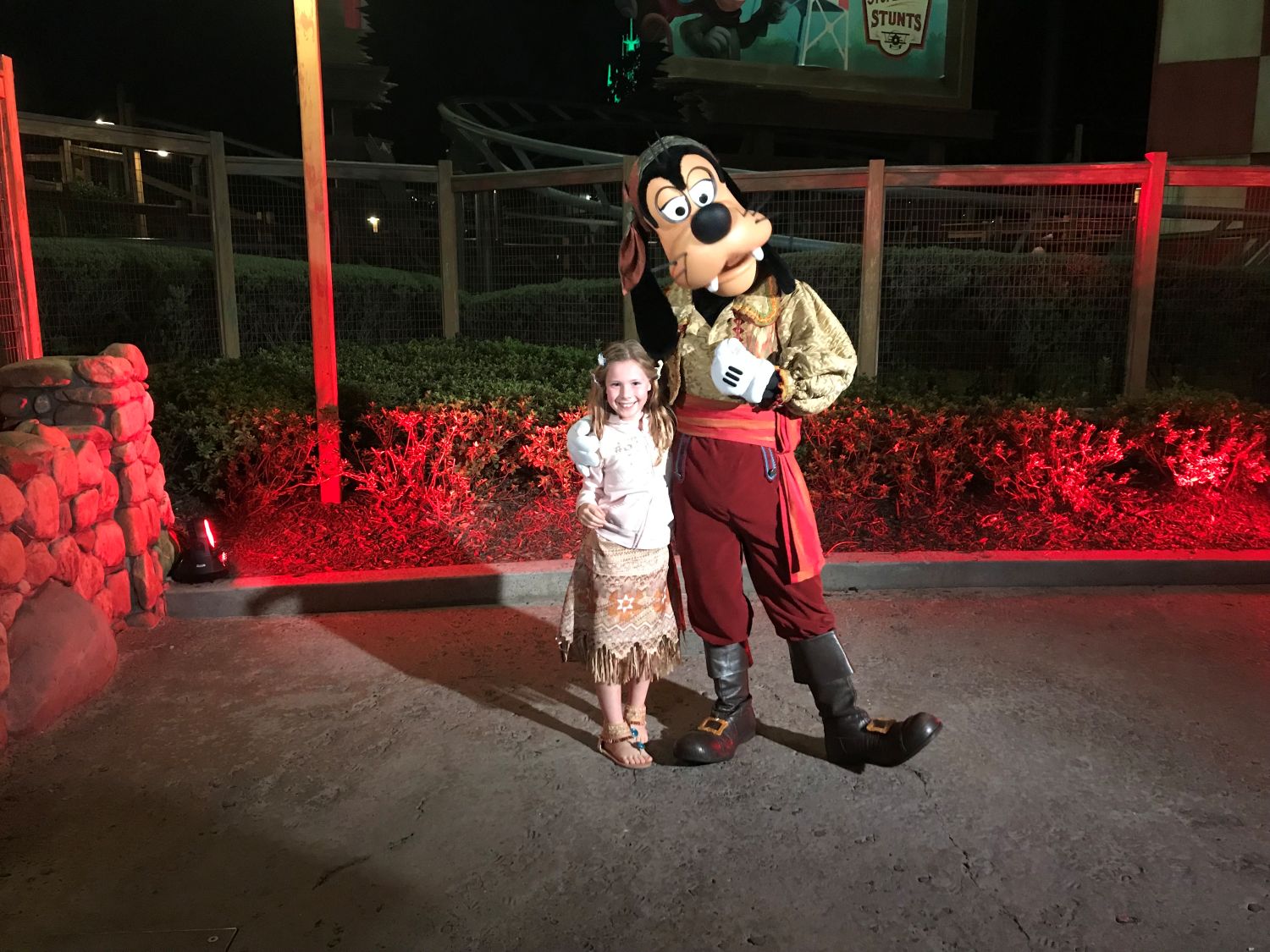 Child with goofy at Mickey's Not So Scary Halloween Party in Magic Kingdom.