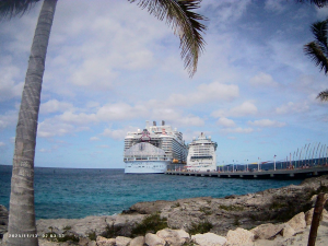 2 Royal Caribbean Ships Docked at Coco Cay.