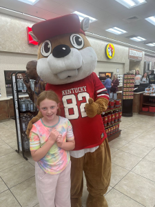 Child with Buc-ee Mascot