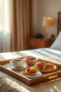 Breakfast in hotel.