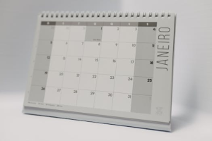 Minimalist desk calendar displaying the month of January with clean design.